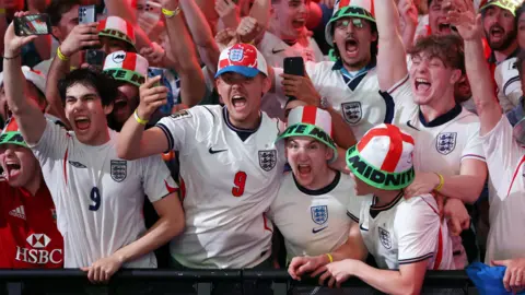 England fans in London celebrate after 4-2 win against Croatia