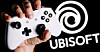 Xbox controller in front of Ubisoft logo