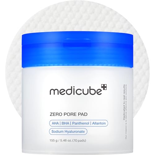 medicube Toner Pads Zero Pore Pad 2.0 | Dual-Textured Facial Pad for Exfoliation and Pore Care with 4.5% AHA Lactic Acid 0.45% BHA Salicylic Acid | Ideal for All Korean Skin Care 70 Pads (1 Pack)