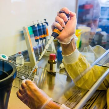Hender som holder i laboratorieustyr