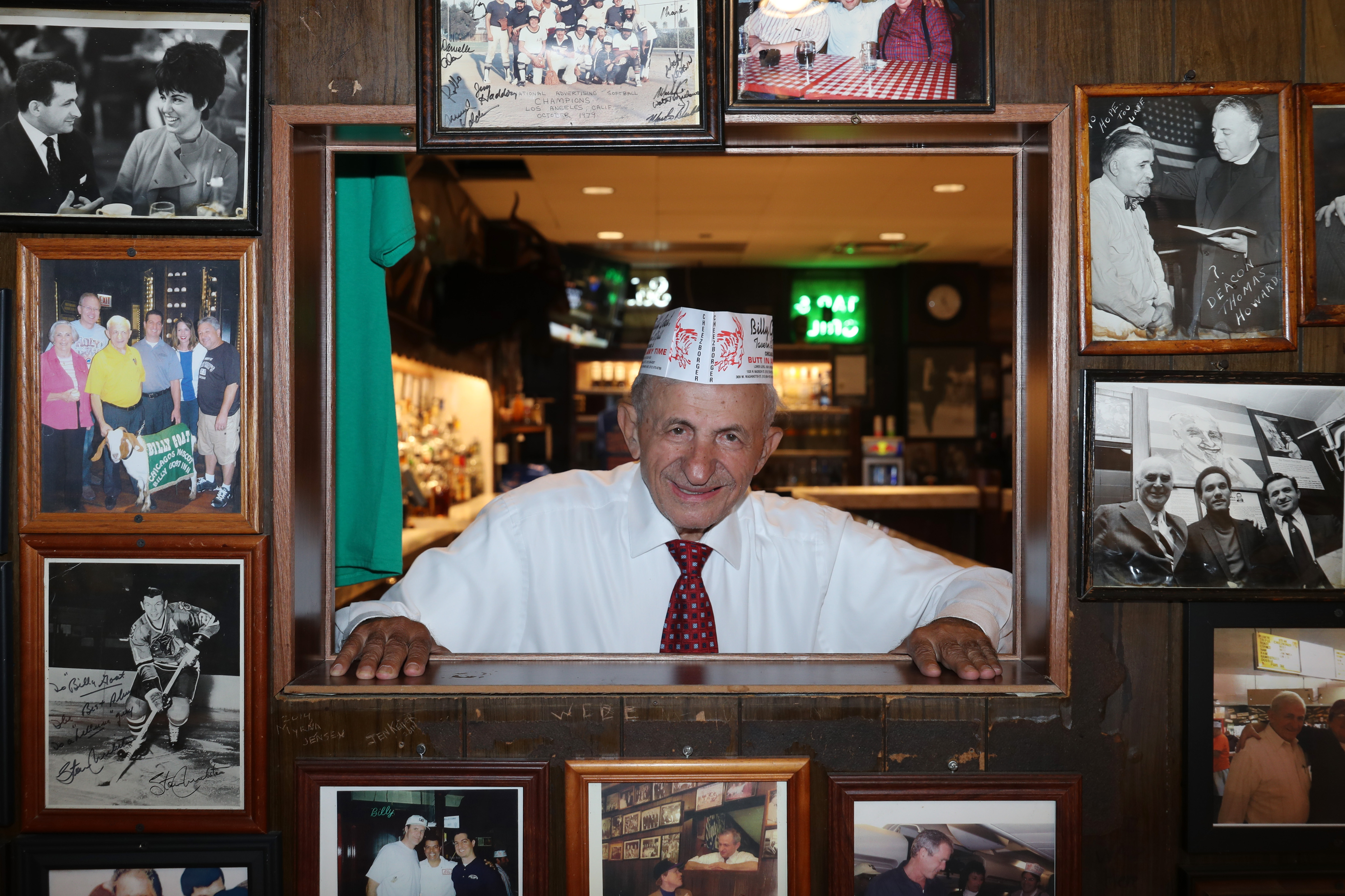 Owner Sam Sianis at the Billy Goat Tavern on Sept. 6, 2020, in Chicago. (John J. Kim/Chicago Tribune)