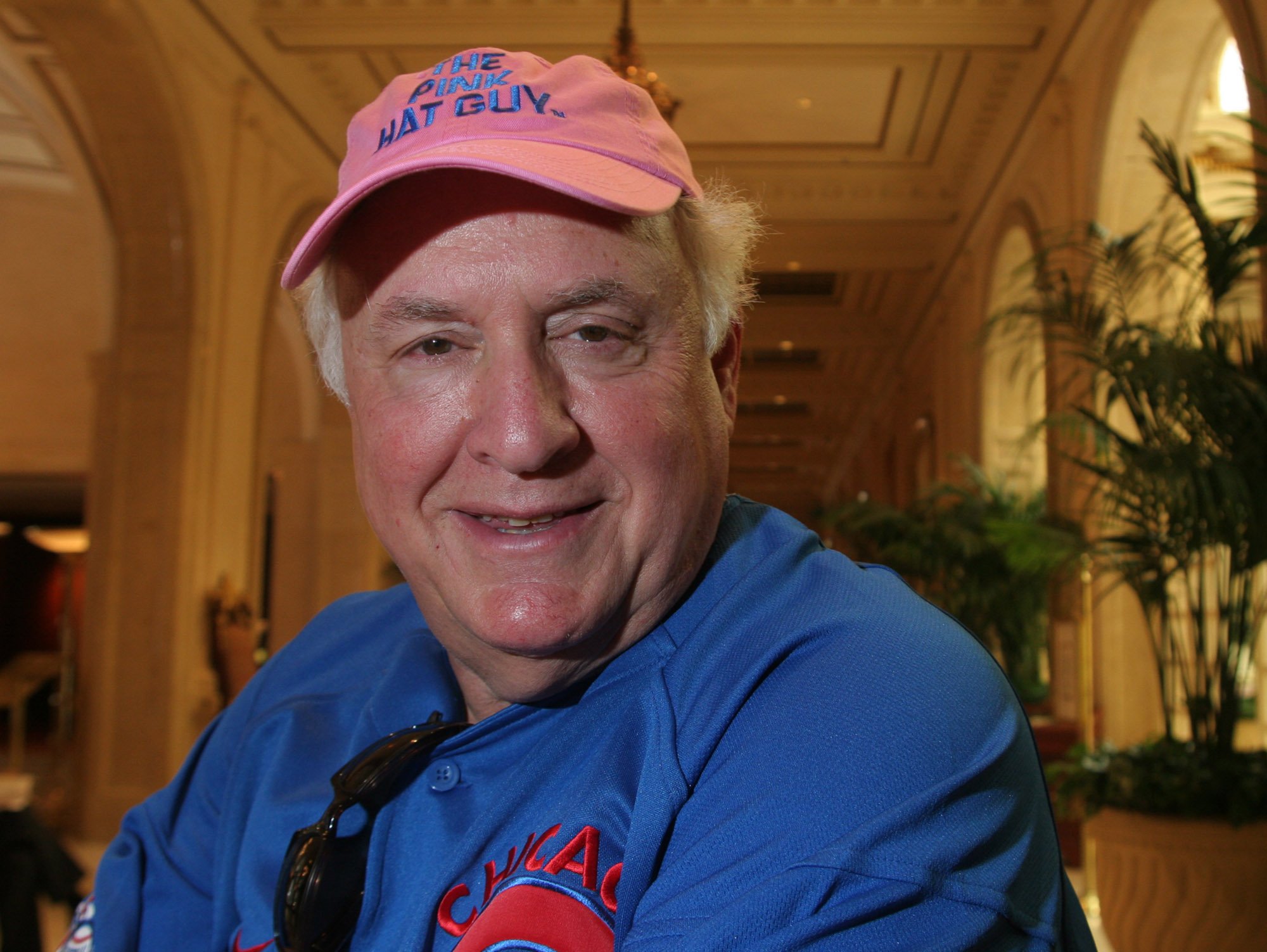 Cubs fan Jim Anixter, aka "the Pink Hat Guy," on July 1, 2008, in San Francisco. (George Nikitin/for the Chicago Tribune)