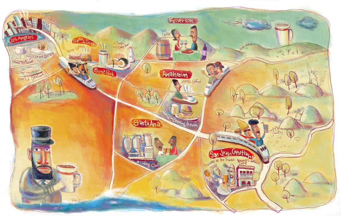 Take the orange line of the Metrolink for tasty adventures at each stop. (Photo illustration by Jeff Goertzen)
