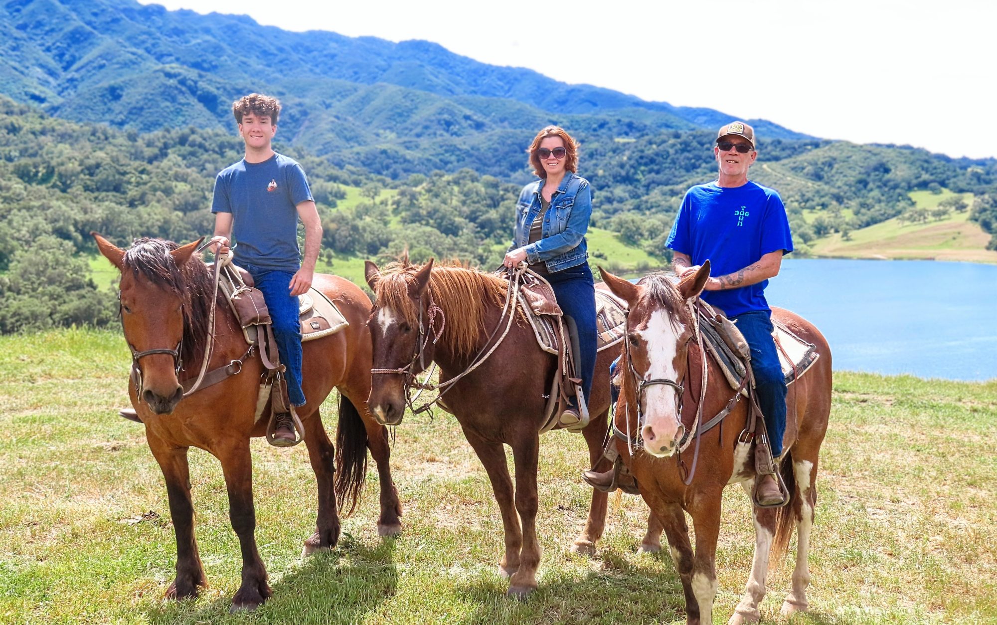 Alisal Ranch in the Santa Ynez Valley features family-focused programing, including trail riding. Pictured from left to right are: Ben Camp, Samantha Dunn, and Jimmy Camp. (Photo courtesy of Jimmy Camp)
