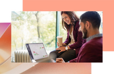 A man and a women talking with smiling face