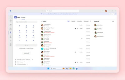 ממשק של שיחה המציג אנשי קשר אחרונים, שיחות יוצאות ושיחות שלא נענו, דואר קולי ואפשרויות שיחה