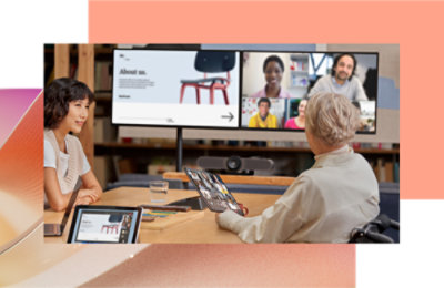 A group of people having a video conference.