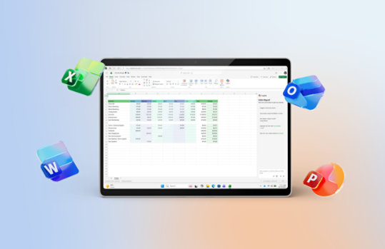 A tablet displaying an Excel spreadsheet. 