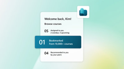 A welcome back message and a prompt to browse courses with Viva Learning.