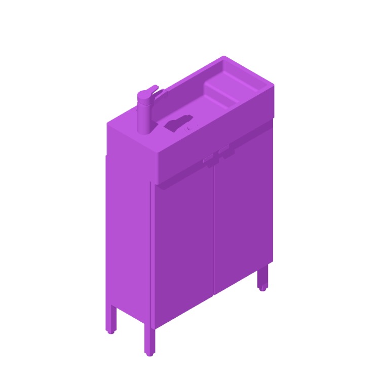 Perspective view of a 3D model of the IKEA LILLÅNGEN Single Vanity 2 Doors