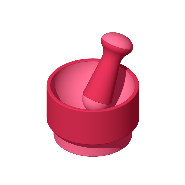 3D model of the IKEA Ädelsten Mortar & Pestel viewed in perspective