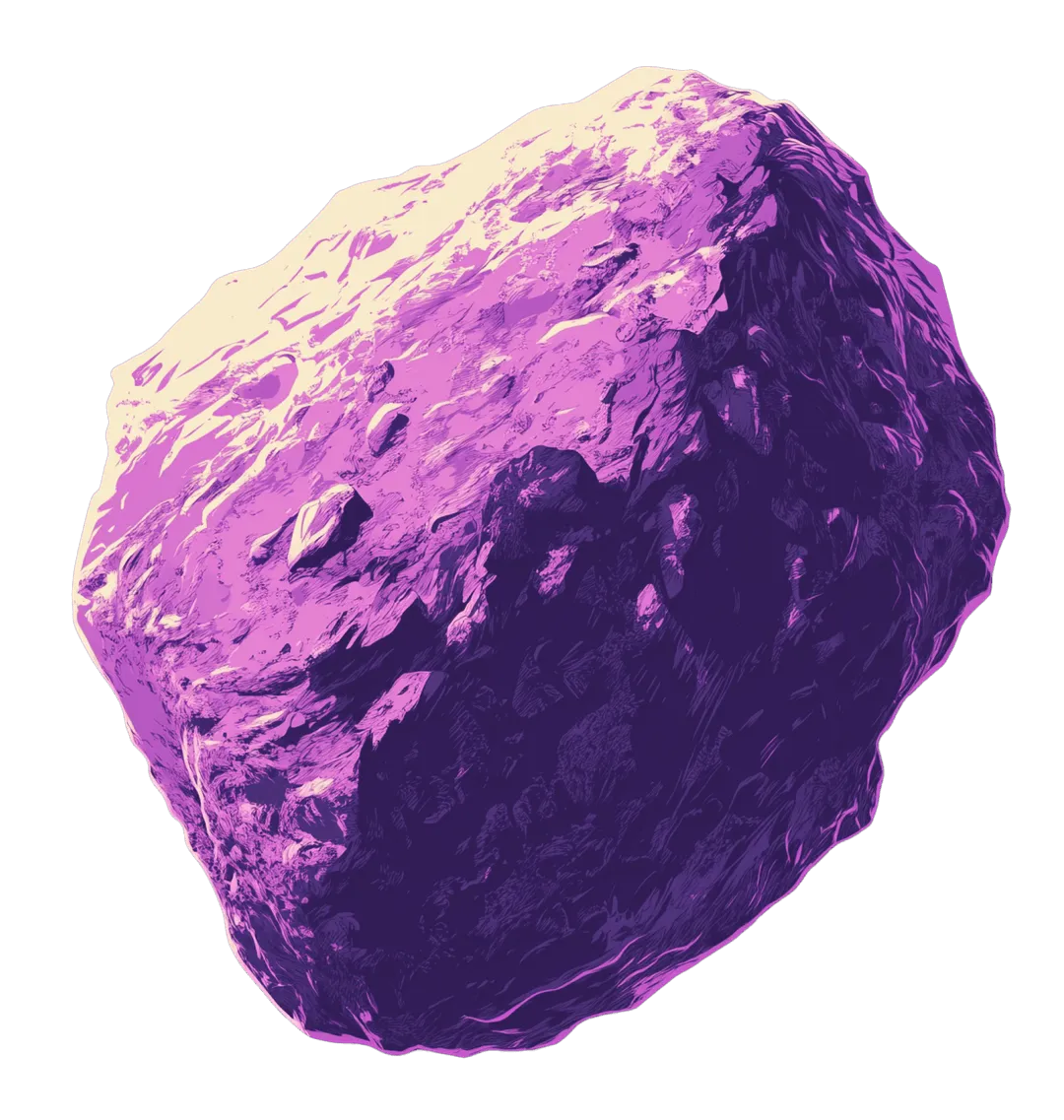 fictional asteroid, with an illustrative style.