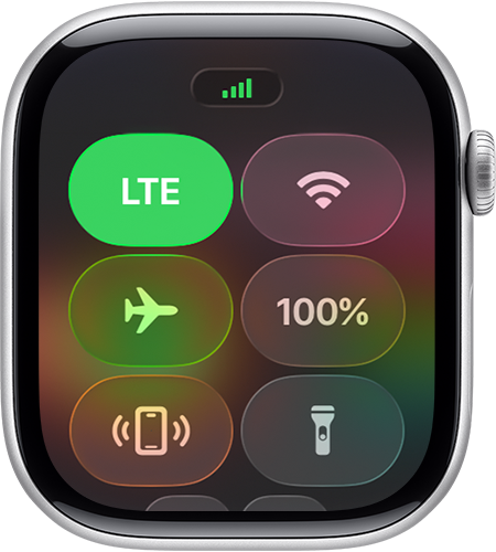 Apple Watch 的「控制中心」顯示最強連線訊號。