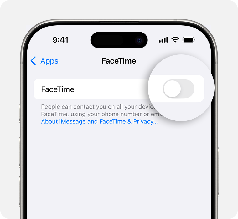 Tap to turn off FaceTime