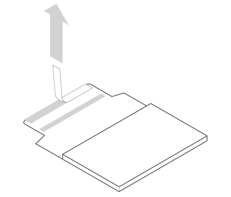 แถบเทปปิดที่ลอกออกจากแผ่นสุดท้าย