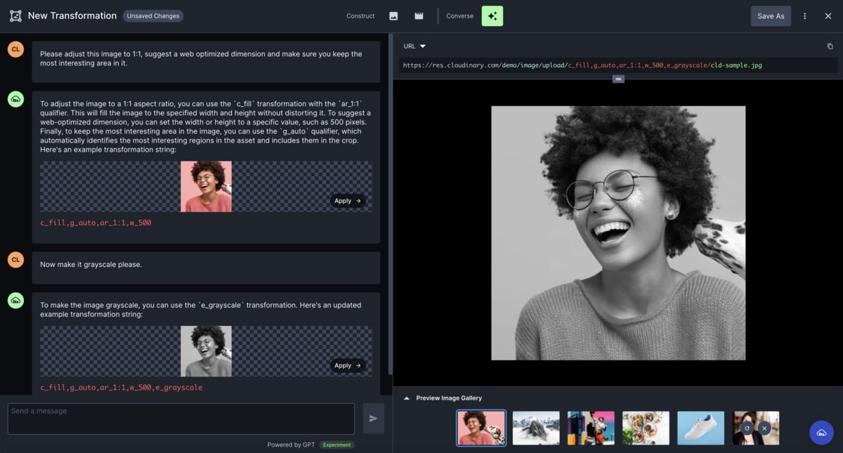 Transformation Builder in converse mode Transformation Builder in converse mode