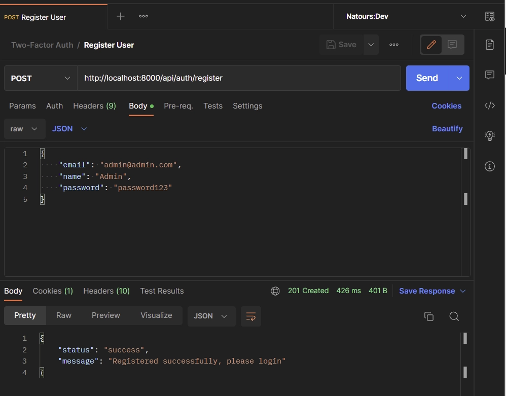 django 2fa two factor authentication api register new user