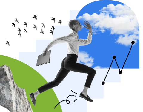 Illustration of people huddled over a laptop