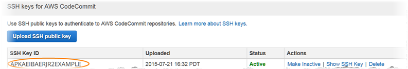 The SSH Key ID in the IAM console