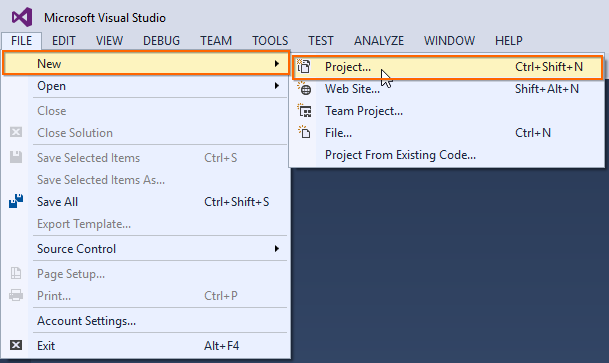 new project in aspnetmvc5