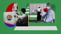 ၂၀၂၀ ရွေးကောက်ပွဲကာလ မဲရေတွက်နေကြတဲ့ပညာရေးဝန်ထမ်းတွေ၊ မဲရုံစောင့်တစ်ဦးနဲ့ အမျိုးသားတစ်ယောက် မဲစာရင်းကို ခါးကုန်း ကျောပေးကြည်နတေဲ့ မြင်ကွင်း