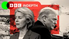 An image of Ursula von der Leyen and Donald Trump