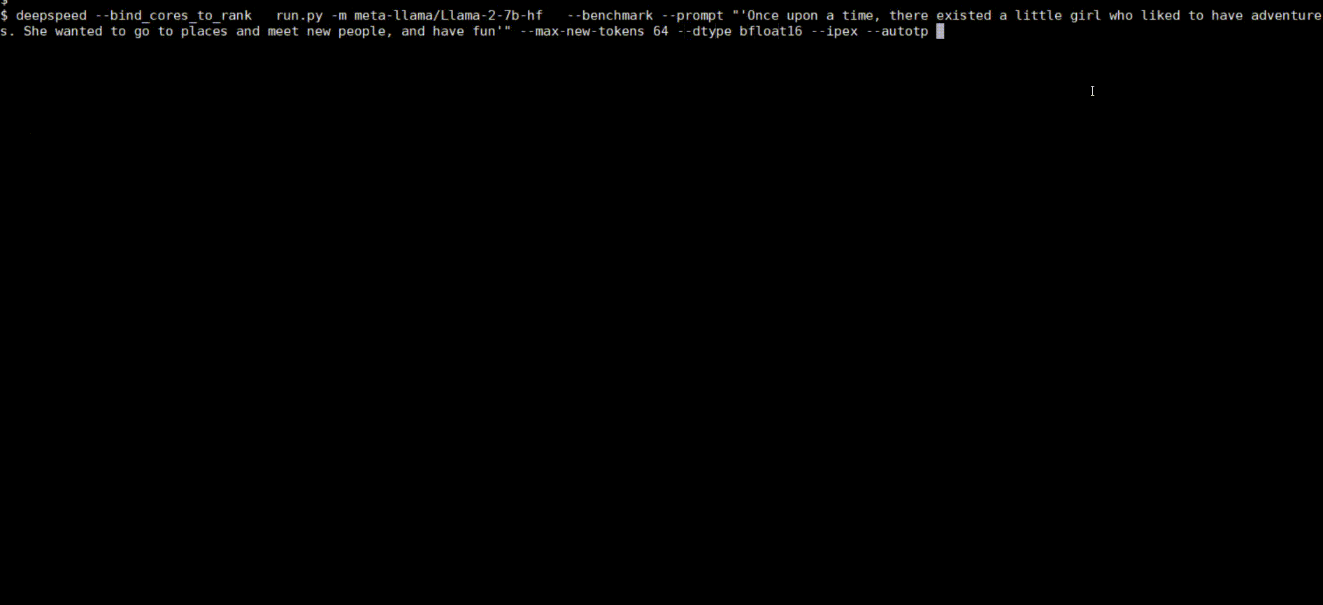 Distributed Inference with DeepSpeed with BF16 on Llama 2 with AutoTP feature