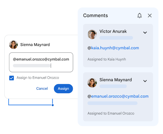 Přiřaďte úkol členovi týmu přímo v Tabulkách.