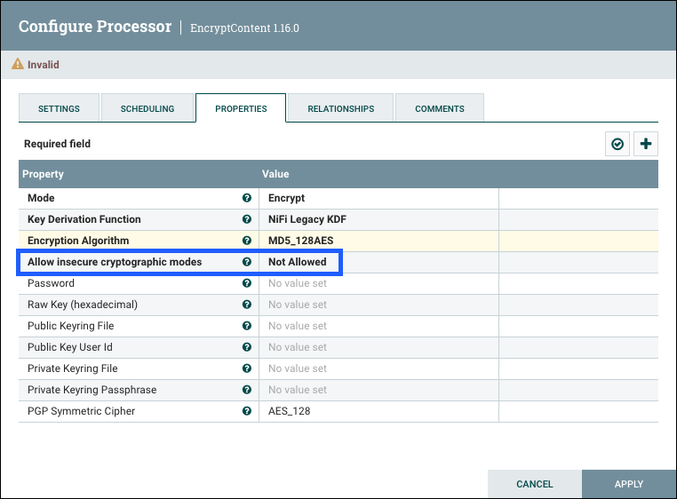 Allow Insecure Cryptographic Modes