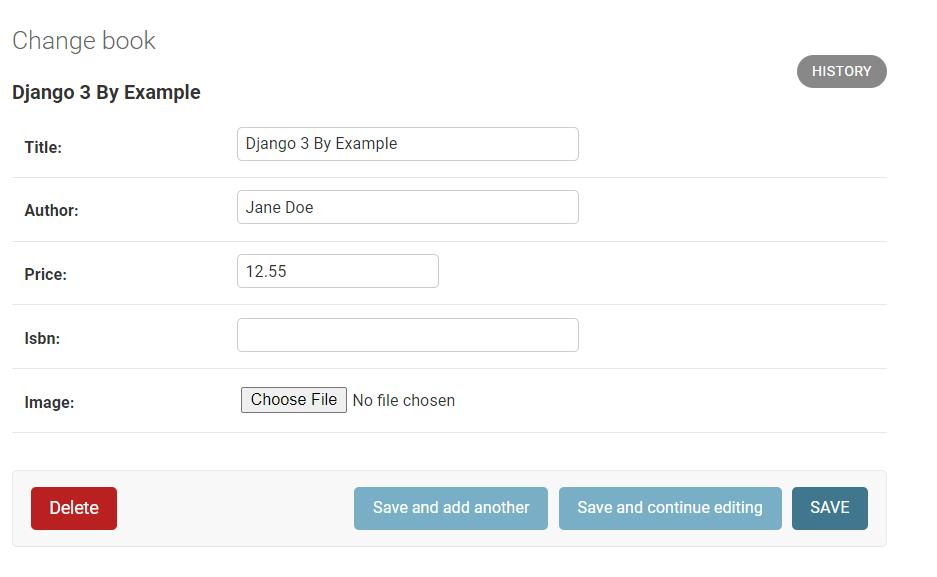 Adding and updating books in the admin site