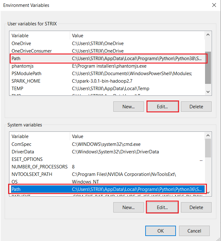 PATH variable found