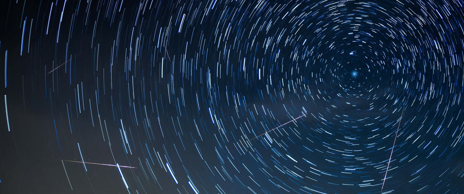 Pretty 3440x1440 Space Star Trail Photography Wallpaper