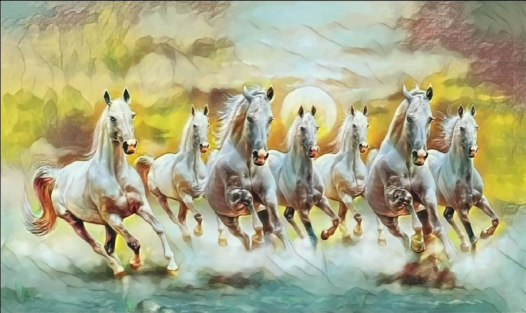 7caballos Blancos Efecto Difuminado Fondo de pantalla
