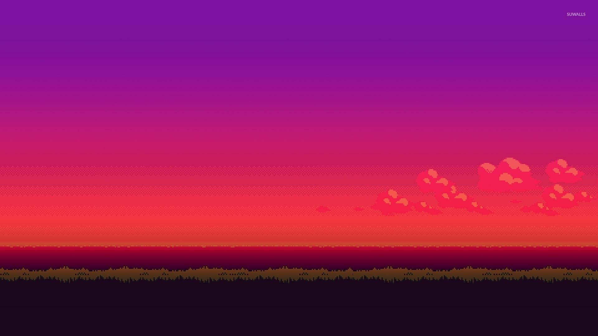 8 Bit Purple Sunset Wallpaper