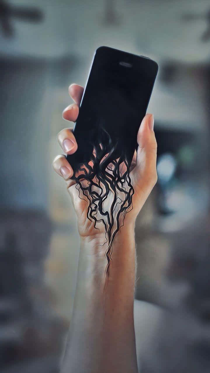 Abstract Depiction of Smartphone Addiction Wallpaper