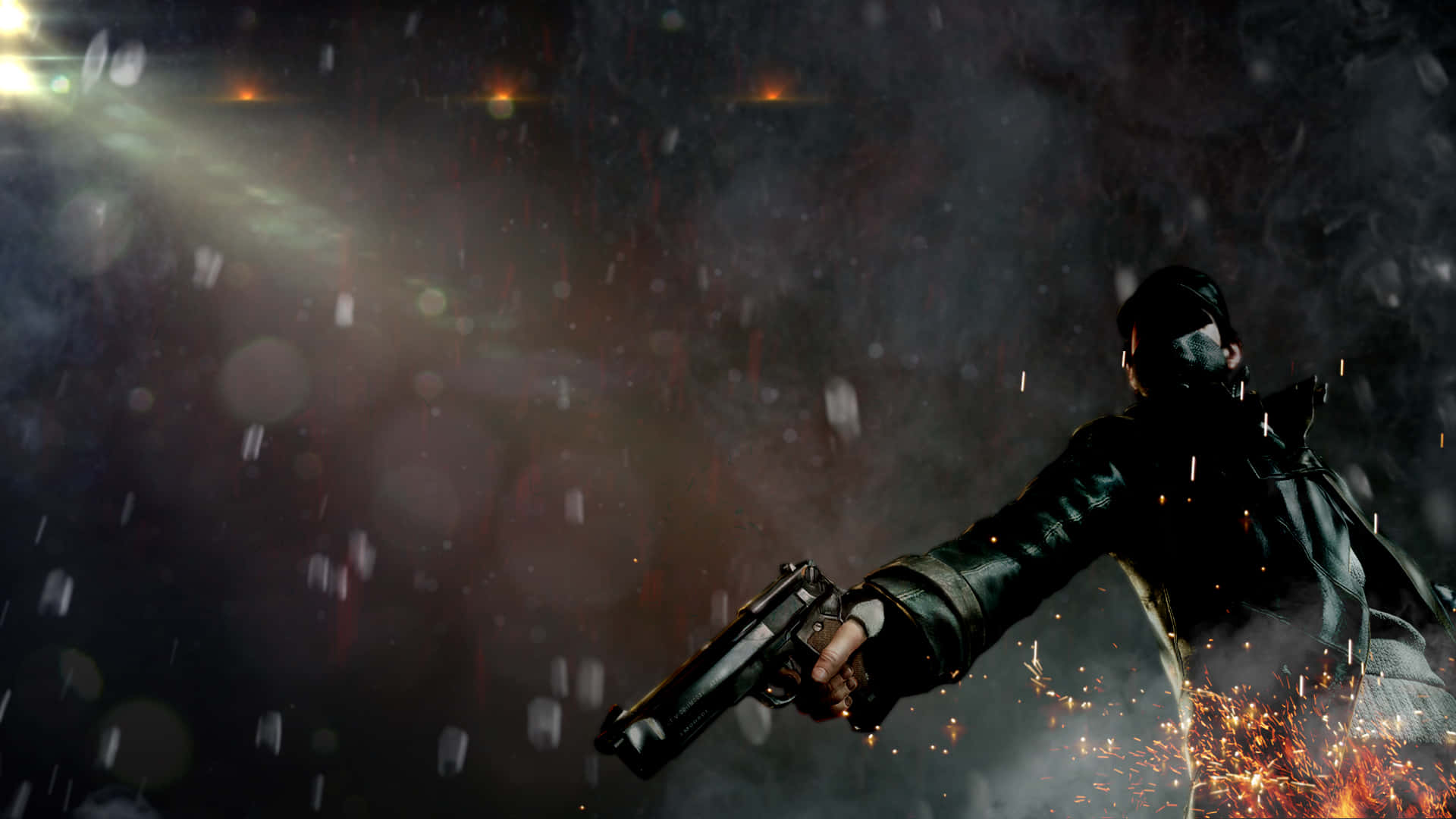 A Man Holding A Gun In The Dark