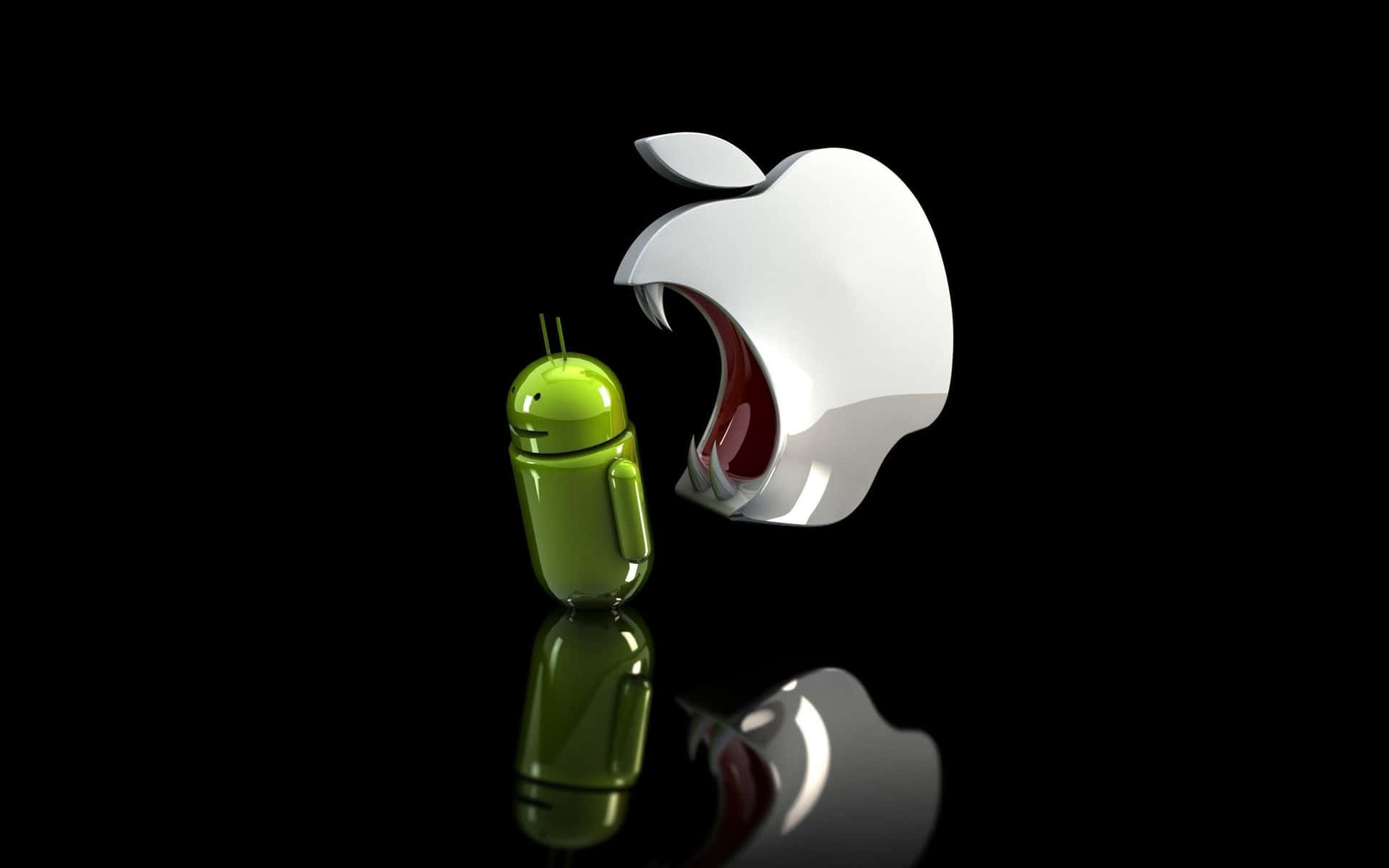 3D Apple Logo Spiser Android Robot Tapet Wallpaper