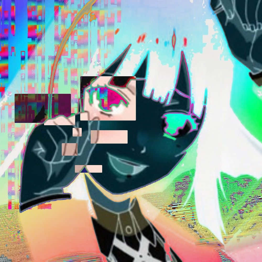 En Jente Med Et Grønt Øye Holder En Telefon Bakgrunnsbildet