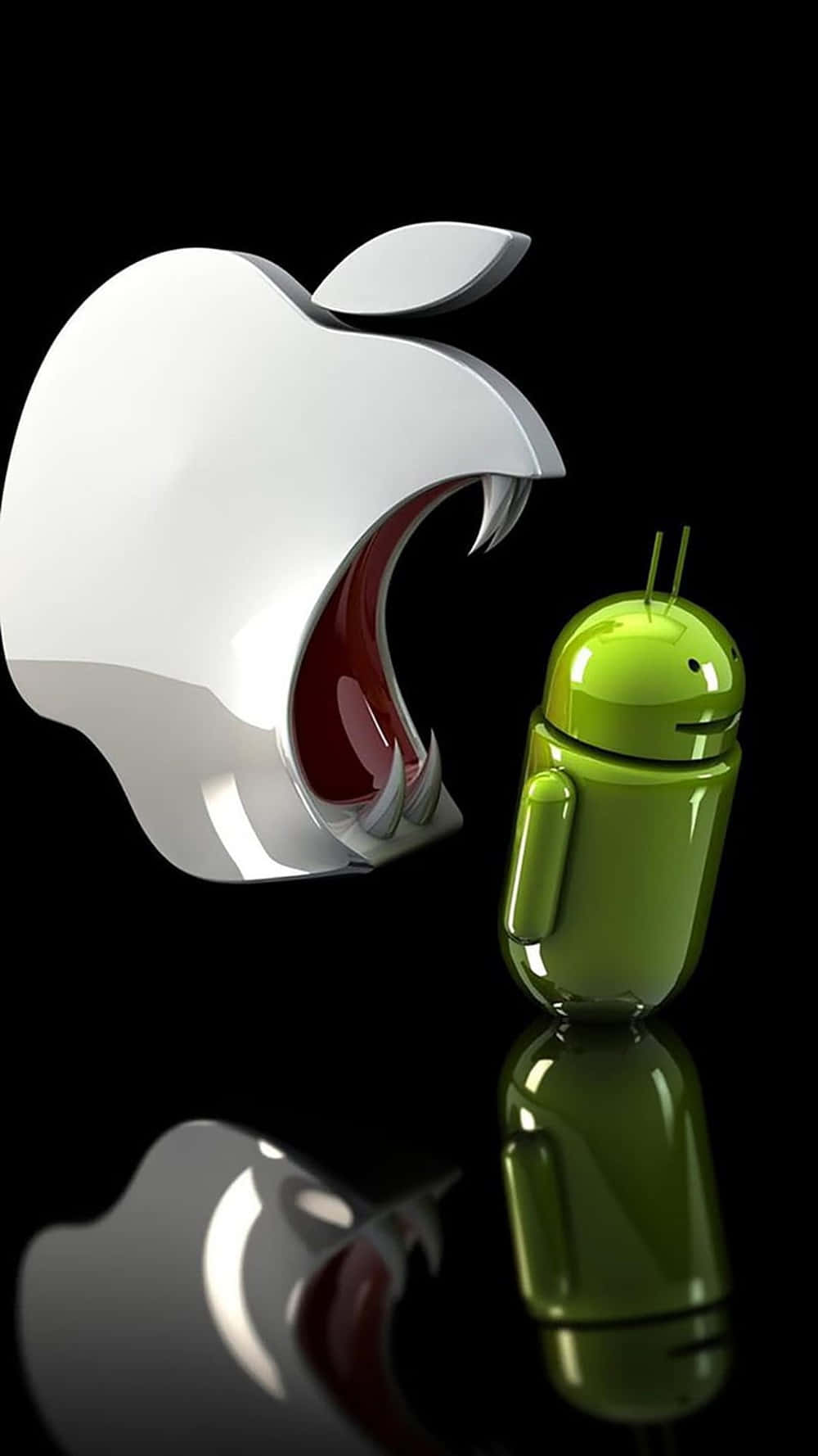 To teknologigiganter, Apple og Android side om side. Wallpaper