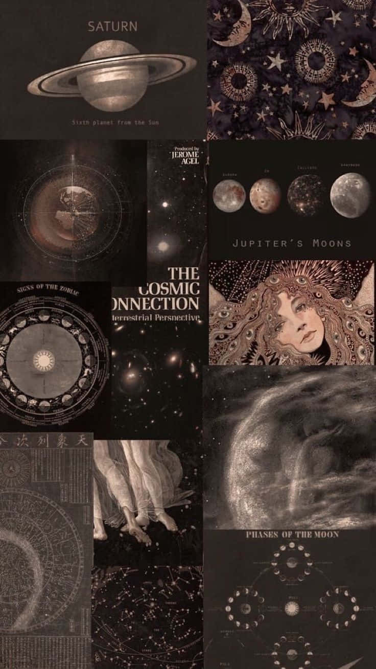 Vintage Collage Astrologi Iphone Bakgrunnsbildet