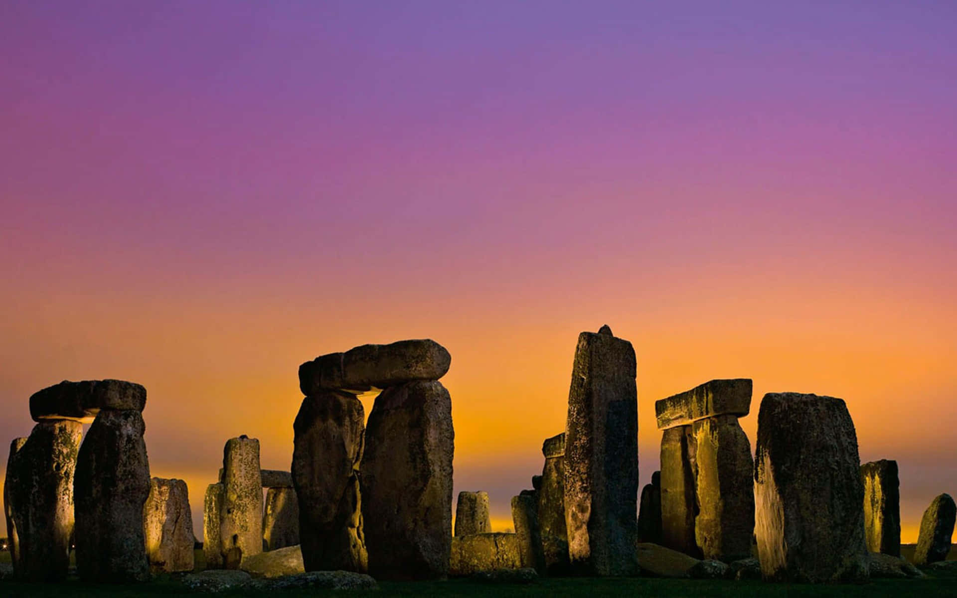Betoverende Zonsondergang Bij Het Historische Stonehenge Achtergrond