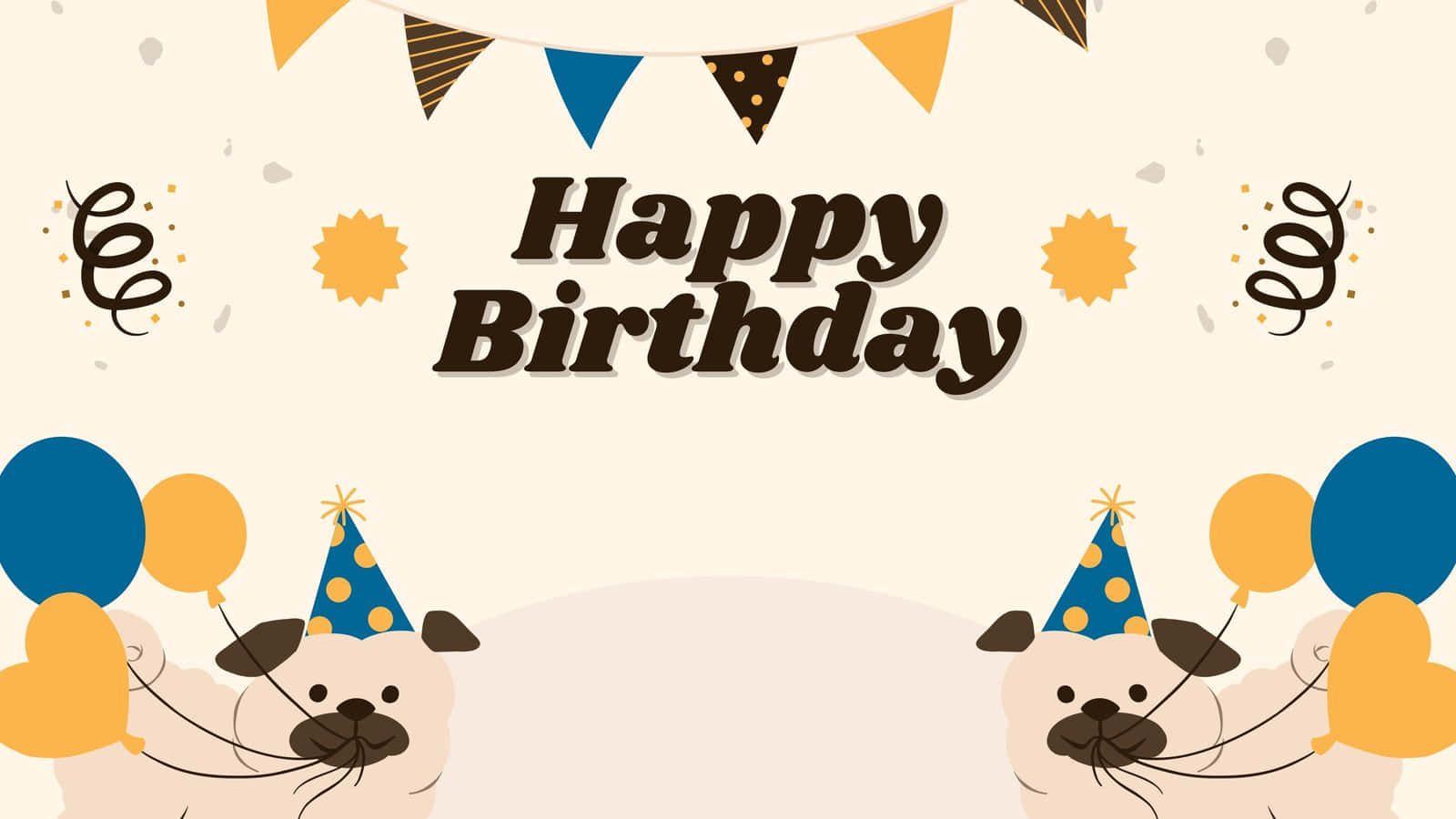 Pugs Holding Balloons Birthday Zoom Background