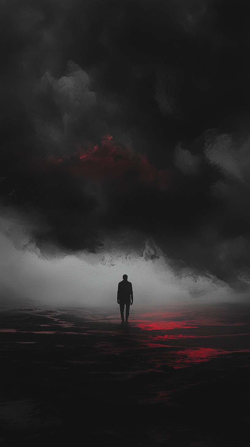 Black Background Alone Boy Wallpaper