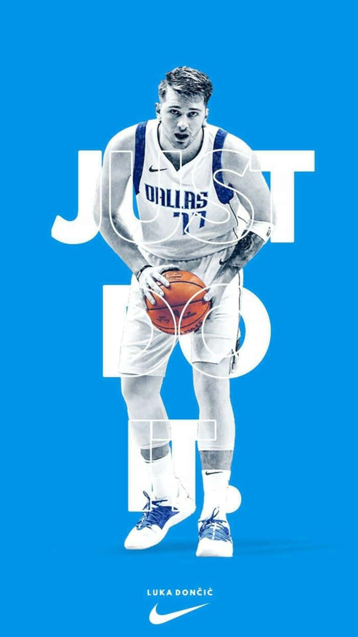 Blauwe Basketbal Luka Dončić Nike Poster Achtergrond
