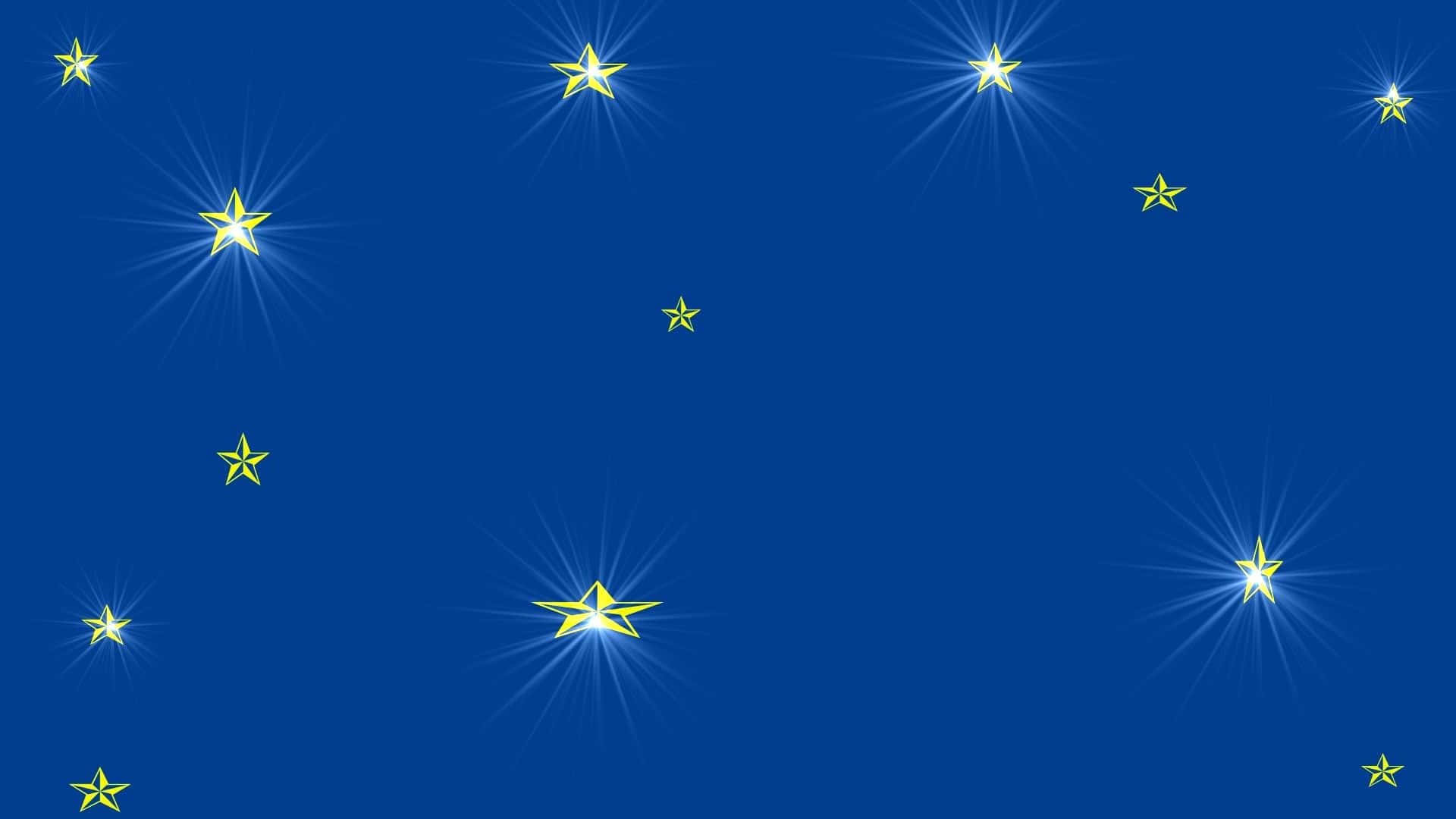 Blue Girly yllow Stars Wallpaper