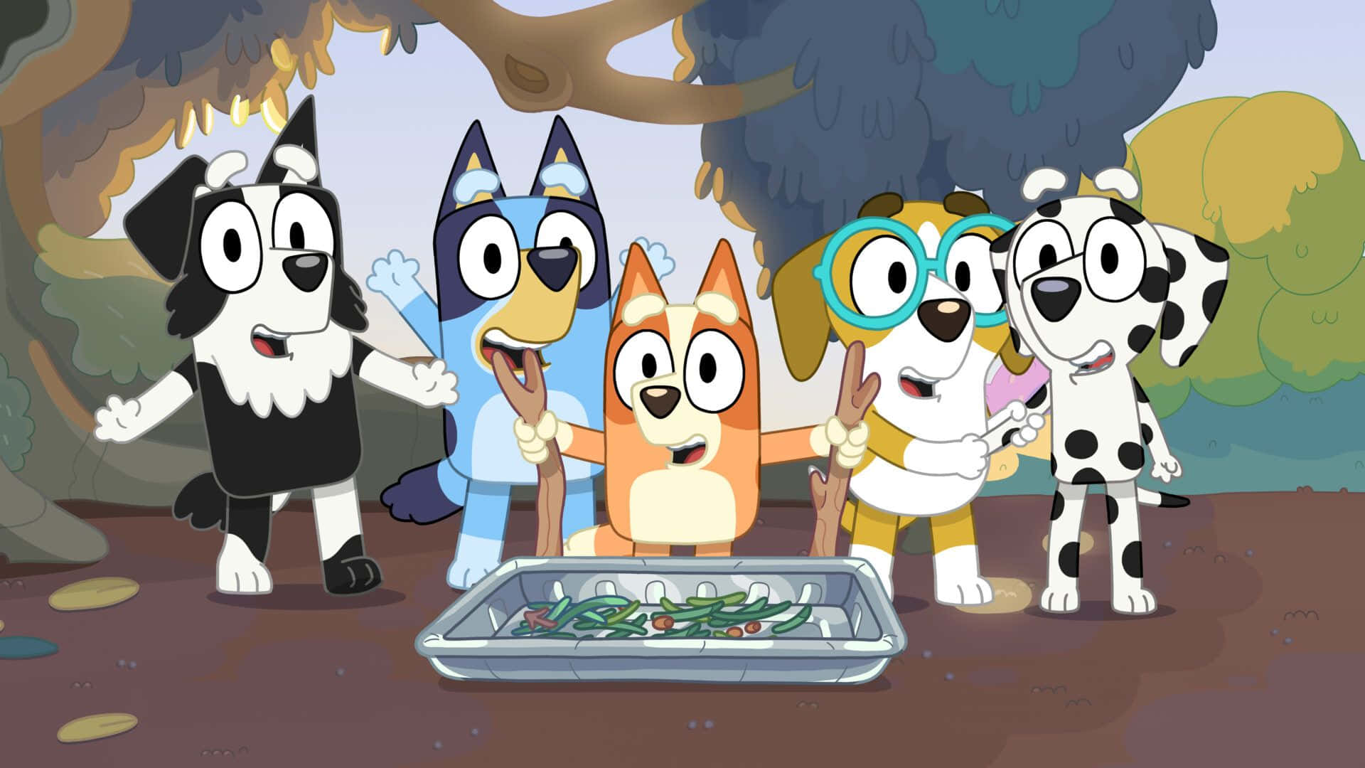 An adorable background of Bluey from the TV show.