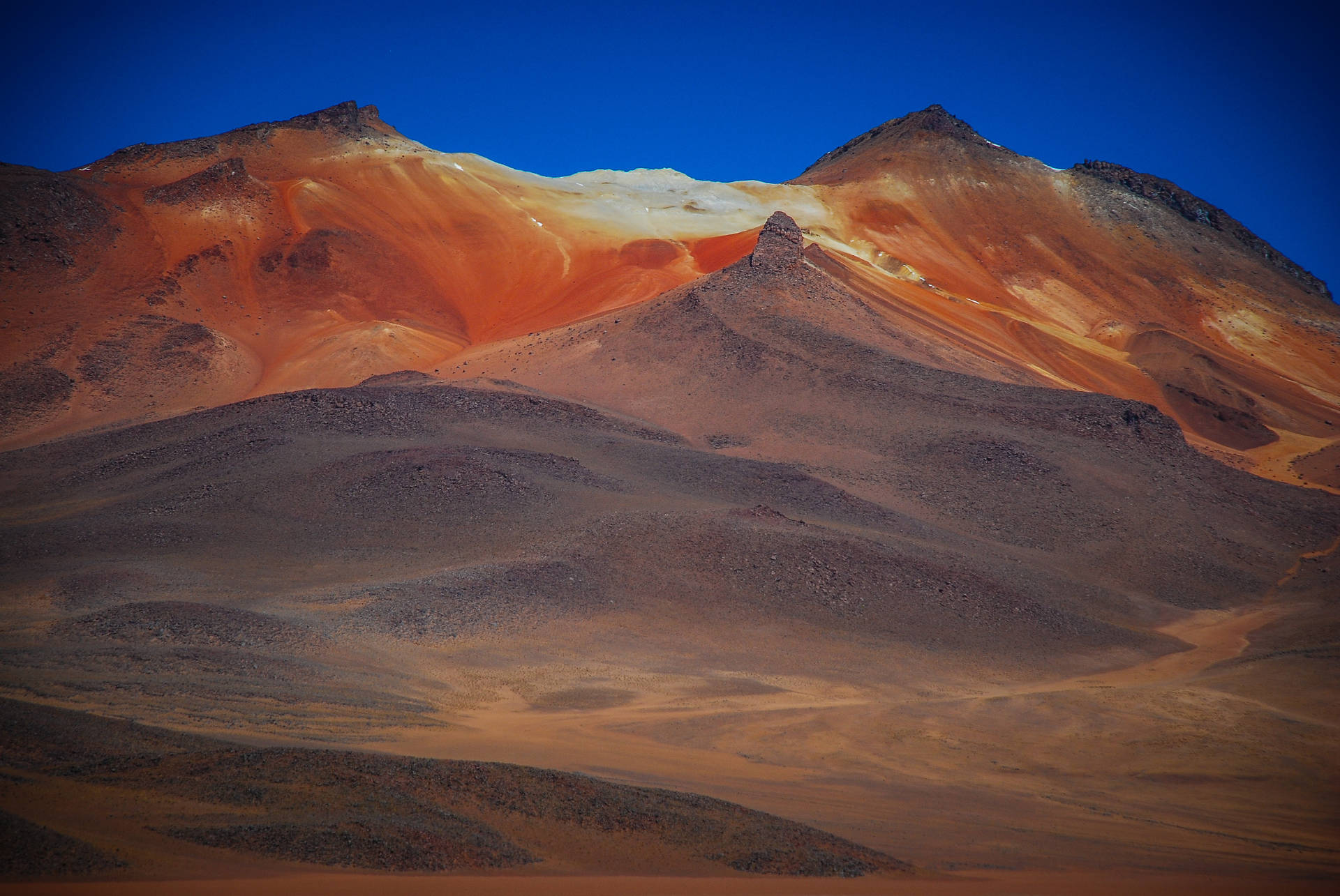 Bolivia Altiplano Oransje Fjell Bakgrunnsbildet