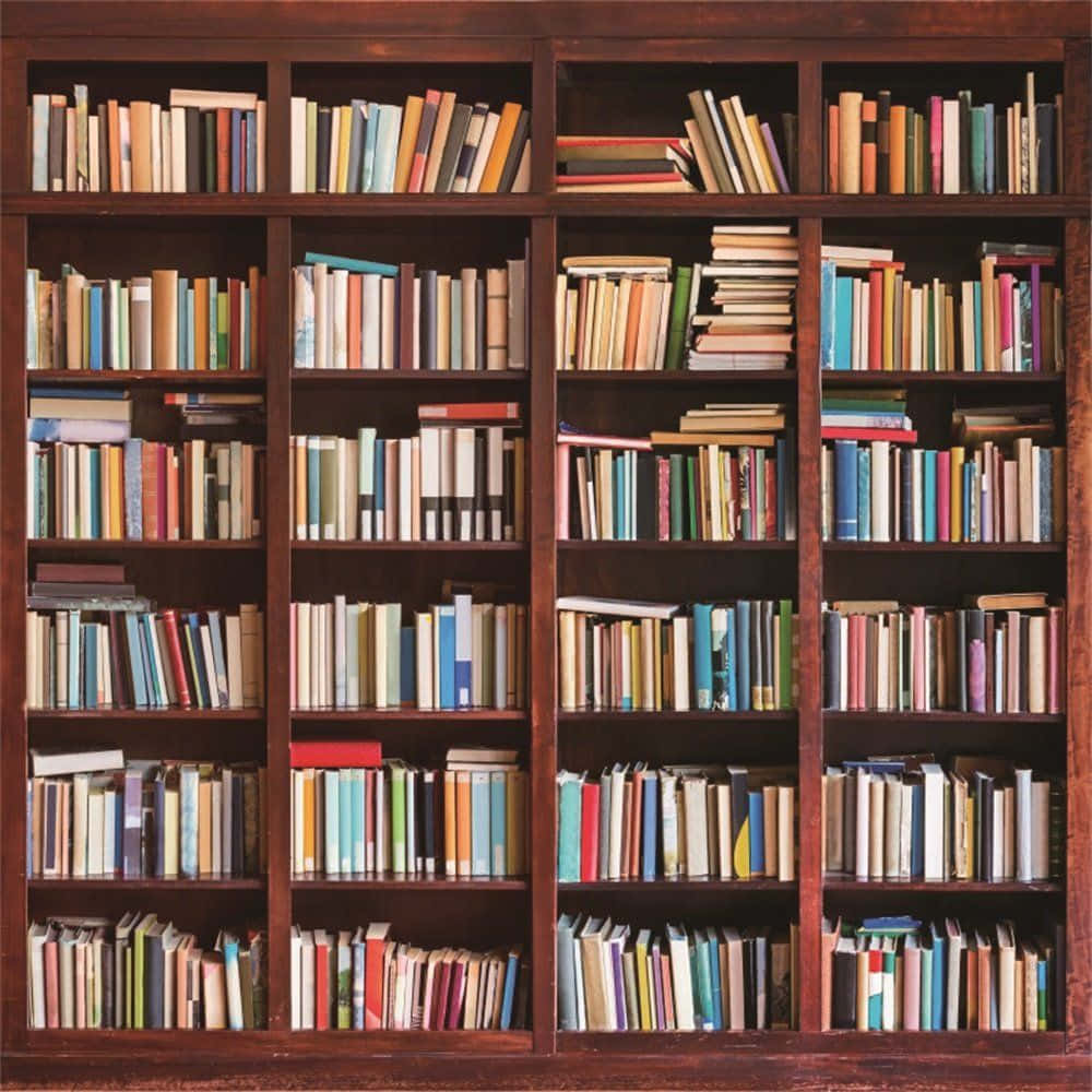 Library Digital Image Of Bookshelf Background For Desktop