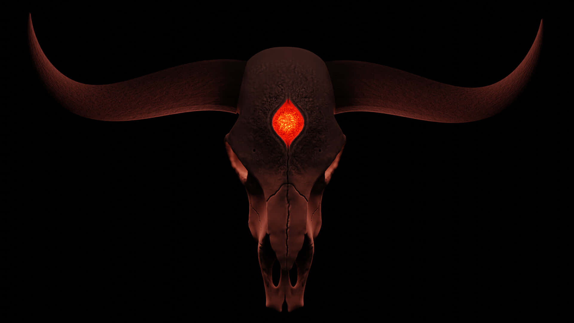 Red Diamond On A Bull Skull Wallpaper