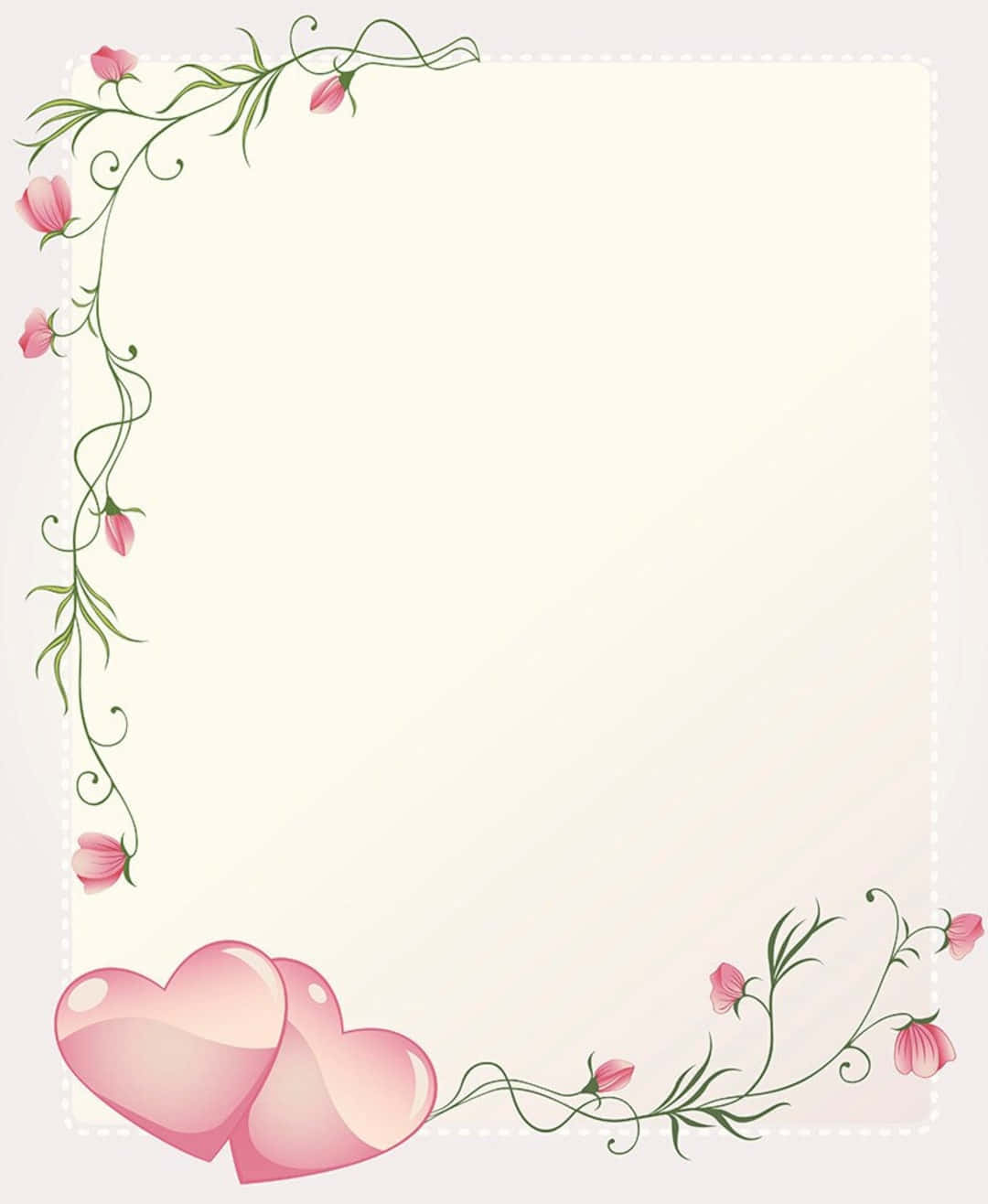 Valentine's Day Frame With Pink Hearts And Flowers